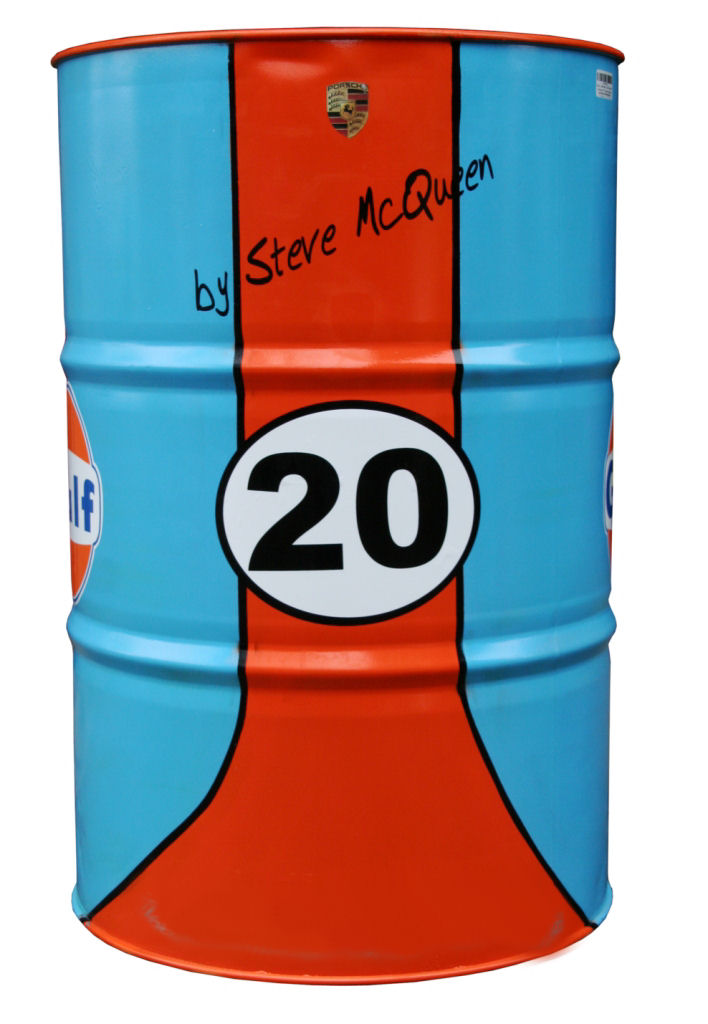 Deko-, Blechfass "Gulf-Porsche"  Porsche 917 Steve McQueen